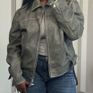Faux leather washed jacket